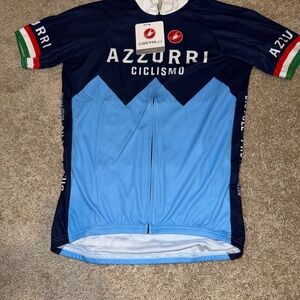 Castelli Azzurri Ciclismo Jersey Italy Cycling Blue Short Sleeve Mens XL NWT